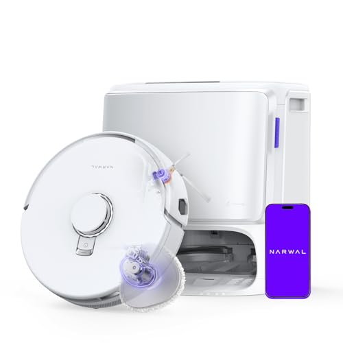 NARWAL Freo Z10 Turbo Robot Vacuum and Mop Combo, 25000Pa Suction, Edge-to-Edge Cleaning, Tangle-Free for Pet Hair, Auto Mop Wash, Smart Avoidance, Self-Emptying, for Carpet & Hard Floors, White