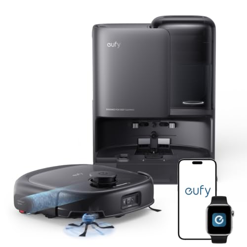 eufy E25 Robot Vacuum and Mop Combo, 20,000 Pa Suction, HydroJet Self-Clean Roller Mop, All-in-One Station, Extendable Side Brush, Zero-Tangle for Pet Hair, AI Obstacle Avoidance