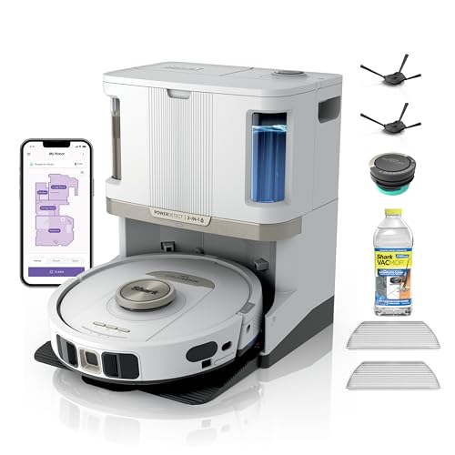 Shark Robot Vacuum & Mop Combo, PowerDetect NeverTouch Pro, Self-Emptying, Self-Refill with Self-Clean Pad Wash & Dry, 60-Day Debris Capacity, 30-Day Refill Tank, 5 Technologies, W