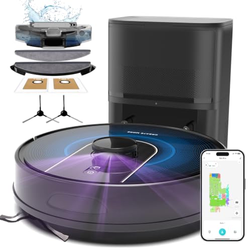 Bagotte Robot Vacuum and Mop Combo, 6000Pa Robotic Vacuum with Mapping, Self-Emptying Station for 90 Days Hands-Free, LiDAR Navigation,Wi-Fi/App/Voice Control, for Carpets&Hard Floors