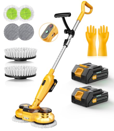 qimedo Cordless Electric Mop M3, 6000mAh, 2-in-1 Power Scrubber & Mops