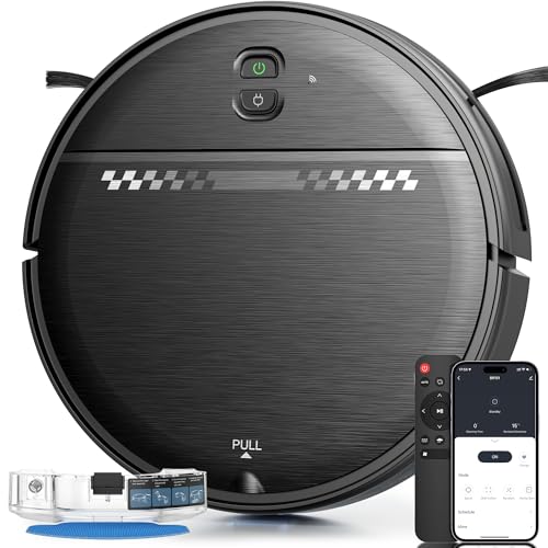 ZC WAS Robot Vacuum and Mop for Pet Hair, 2-in-1 Robot Vacuum Cleaner for Hard Floors&Carpets with 2.87'' Slim Design, Wi-Fi/App/Voice Control, 3D Obstacle Avoidance & Self-Charging