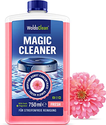 WoldoClean Robot Mop Cleaning Solution 25.4 fl.oz - Hard Floor Cleaner Liquid Concentrate, Anti-Clog, Fresh Scent, Compatible with Roborock, Dreame, Roomba, Tineco, iRobot Braava Jet, Shark