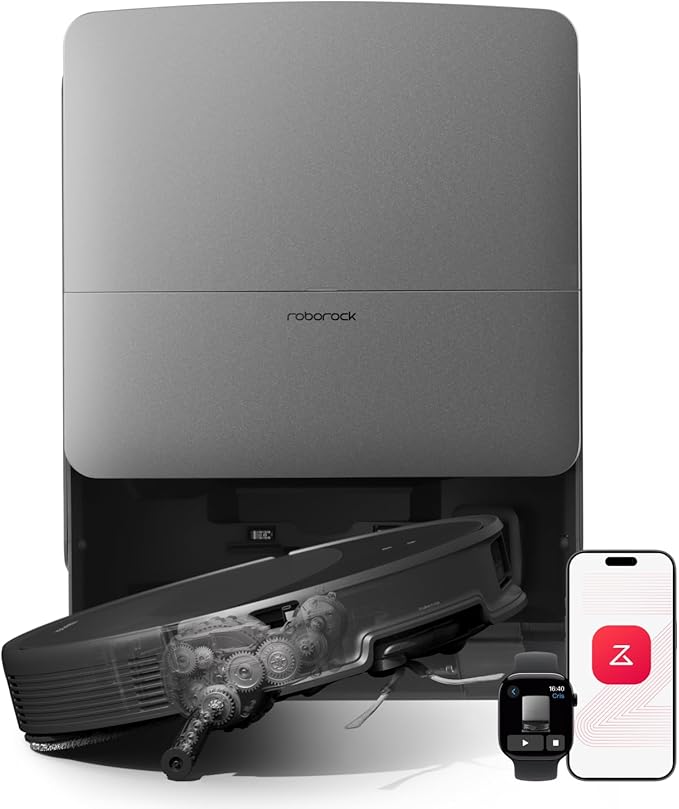roborock Saros 20 Robot Vacuum and Mop, 36,000 Pa, 3.46 in Double-Layer Threshold, 3.14’’ Ultra Slim, Zero-Tangle, 212°F Hot Water Wash, AI Powered Smart Cleaning for Carpet, 300+ 