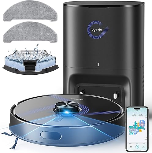 Vyzzle Robot Vacuum and Mop, 8000Pa Self Emptying Robot Vacuum with Li — Build quality and design details up close
