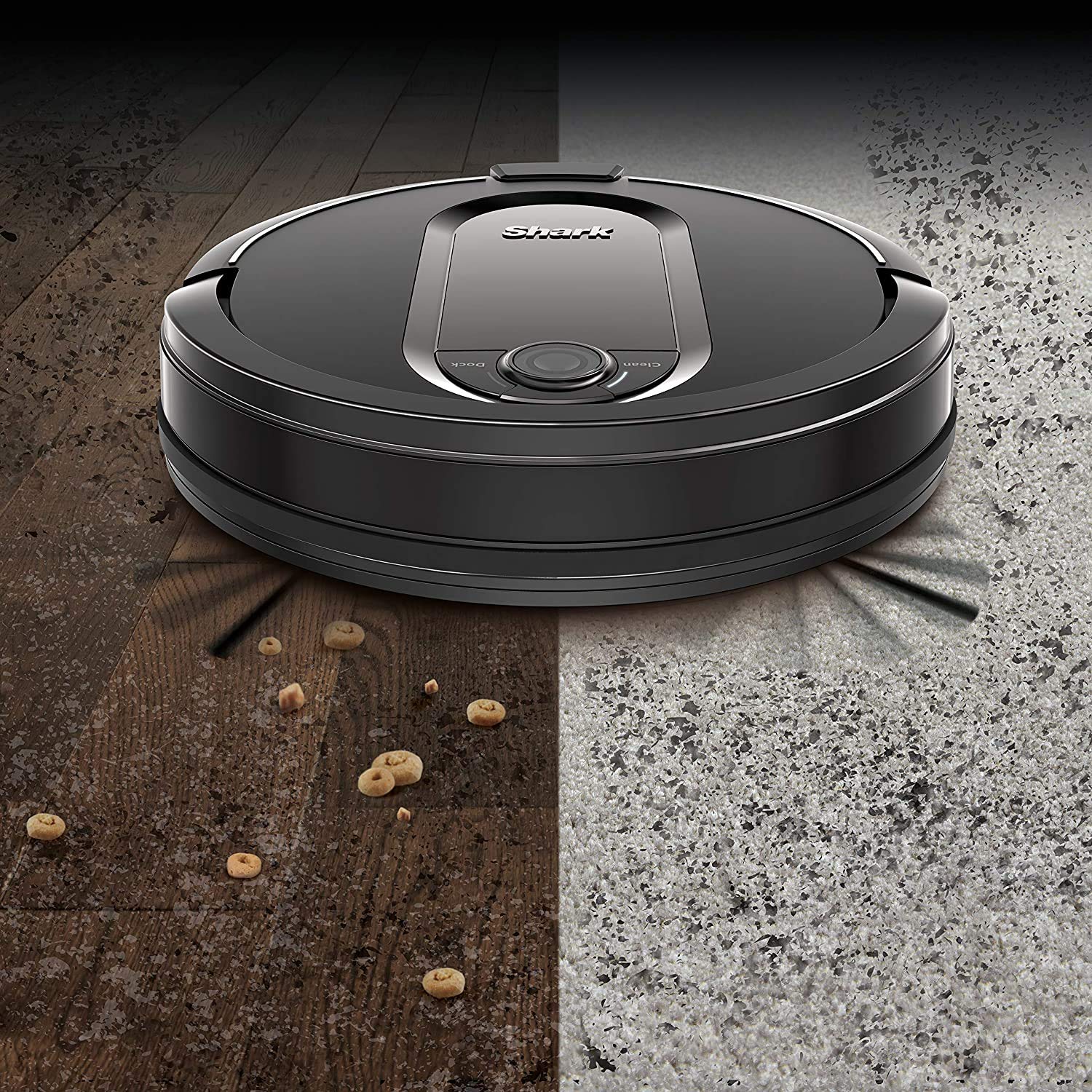 Shark RV1001AE IQ Robot Self-Empty XL, Robot Vacuum with IQ Navigation, Home Mapping, Self-Cleaning Brushroll, Wi-Fi Connected, Works with Alexa, Black